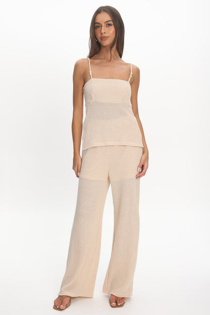 Mesa Wide Leg Knit Pants Cream