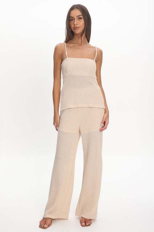 Mesa Wide Leg Knit Pants Cream