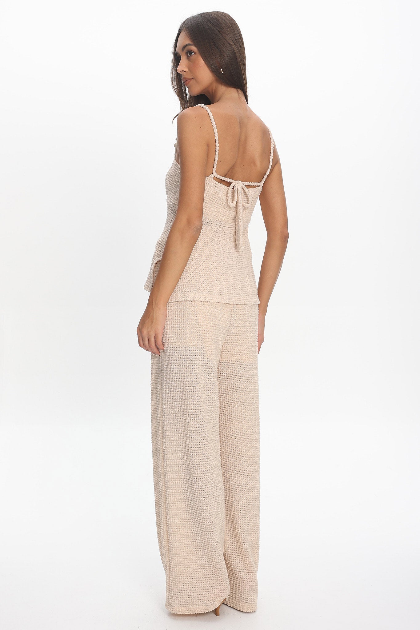 Mesa Wide Leg Knit Pants Cream
