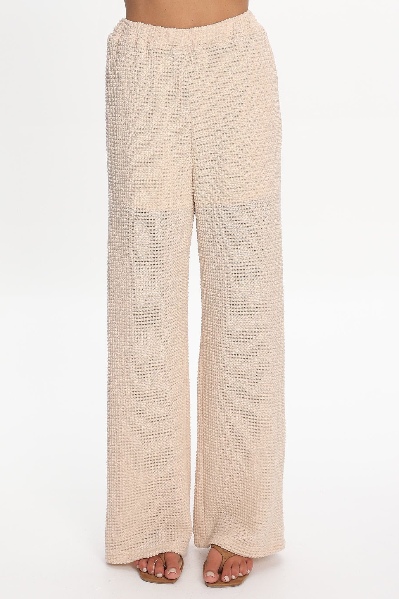 Mesa Wide Leg Knit Pants Cream