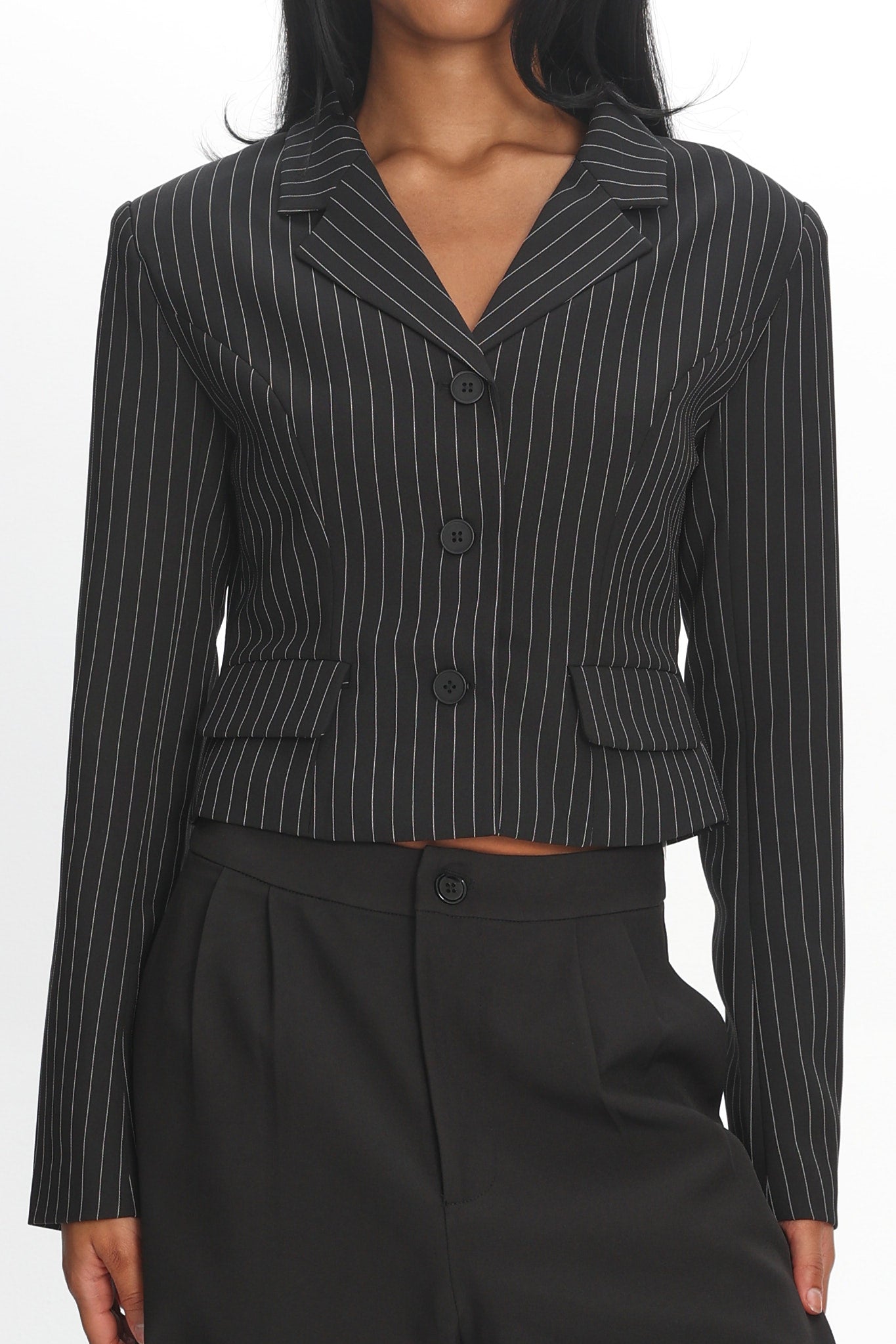 LIONESS Lune Blazer Onyx Pinstripe