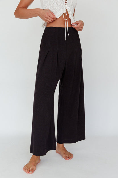 Backstage Pleated Wide Leg Pants Black