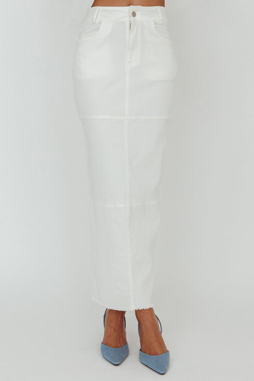 Thalia Pocket Maxi Skirt White