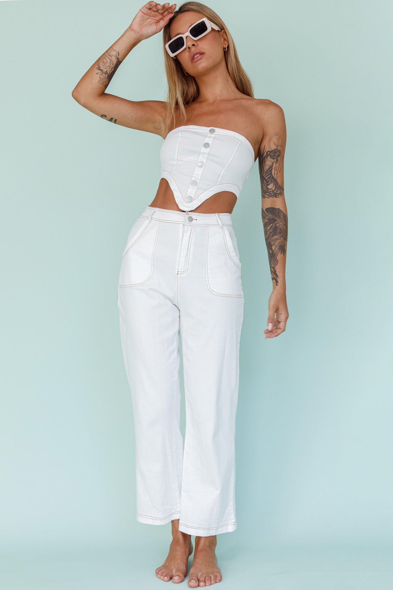 Uptown Wide Leg Pants White