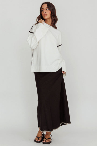 Guardian Contrast Knit Sweater Off White