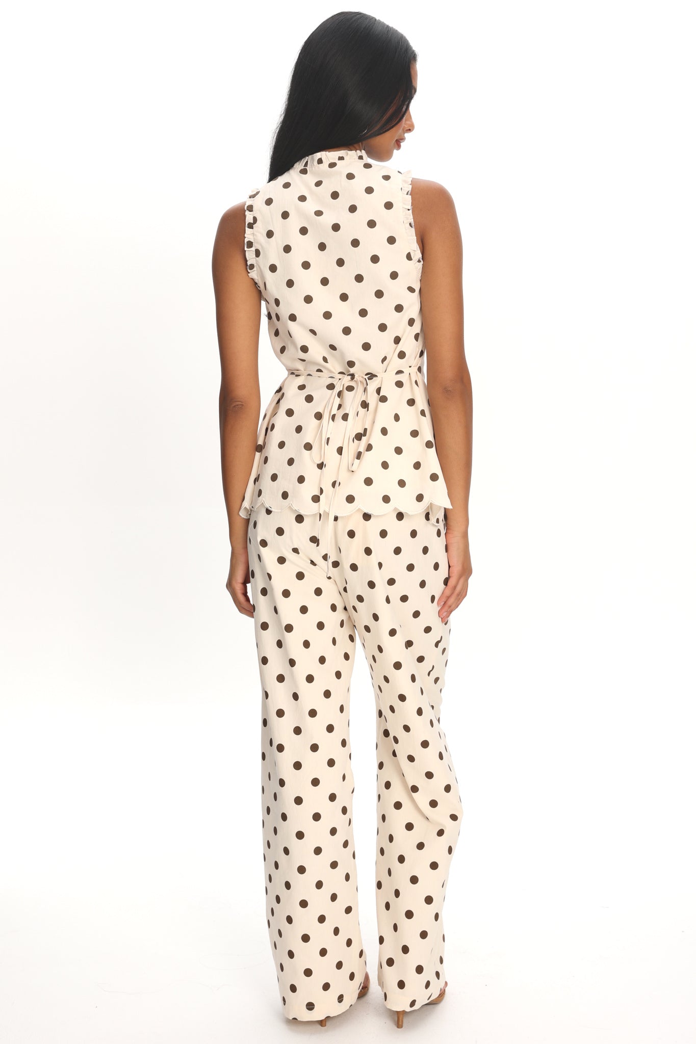 Marava Wide Leg Pants Polka Dot Oatmeal