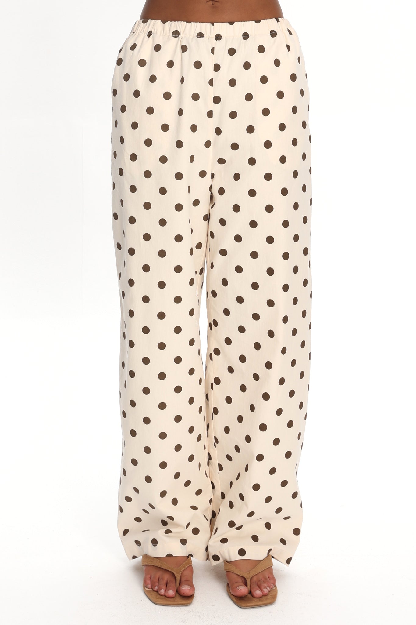 Marava Wide Leg Pants Polka Dot Oatmeal