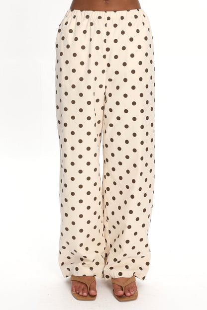 Marava Wide Leg Pants Polka Dot Oatmeal
